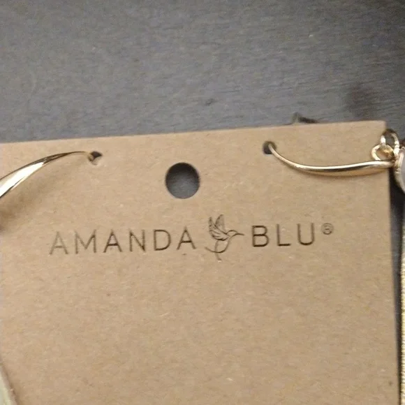 Tri Color Leather Earrings- Amanda Blue NWT - Picture 3 of 8